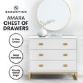 Sarantino Amara Tallboy Chest of Drawers White Gold 5-Drawer