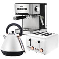 Pronti Toaster Kettle Coffee Machine Breakfast Set White