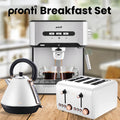 Pronti Toaster Kettle Coffee Machine Breakfast Set White