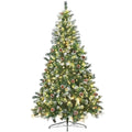 Christabelle 1.8m Pre-Lit LED Artificial Christmas Tree with Snow Tipped Needles Pine Cones Stand
