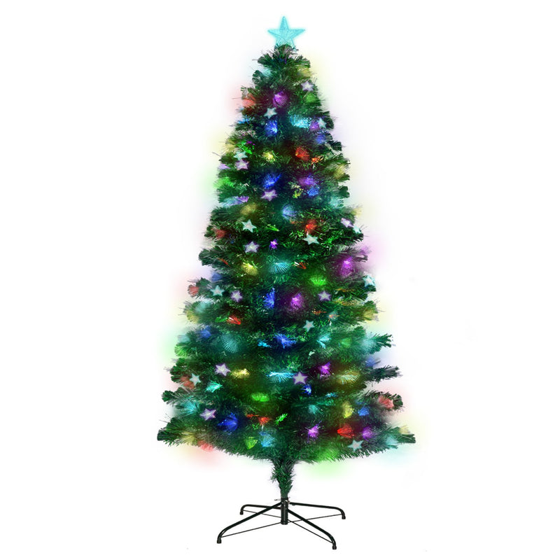 Christabelle 1.8m Pre Lit Fibre Optic Christmas Tree with Stars