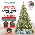 Christabelle 2.4m Pre-Lit LED Artificial Christmas Tree with Snow Tipped Needles Pine Cones Stand