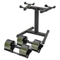Powertrain Eon 72kg Adjustable Dumbbells Pair Green Stand