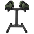 Powertrain Eon 72kg Adjustable Dumbbells Pair Green Stand