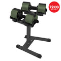 Powertrain Eon 72kg Adjustable Dumbbells Pair Green Stand