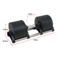 Powertrain Eon 45kg Adjustable Dumbbell, Quick Dial 5-45kg Weight for Home Gym Strength Training - Black