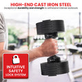 Powertrain Eon 45kg Adjustable Dumbbell, Quick Dial 5-45kg Weight for Home Gym Strength Training - Black