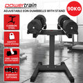 Powertrain Eon 2x45kg Adjustable Dumbbells Stand Home Gym
