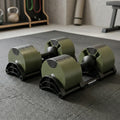 Powertrain Eon 90kg Adjustable Dumbbells Pair (2x 45kg) Quick Dial Strength Training Free Weights for Home Gym, Green