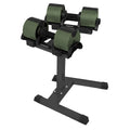 Powertrain 90kg Adjustable Dumbbells Pair Green Stand