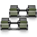 Powertrain 90kg Adjustable Dumbbells Pair Green Stand