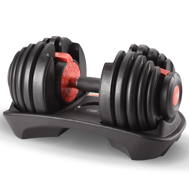 Powertrain 24kg Adjustable Dumbbell Home Gym Exercise Weights Free Workout Red