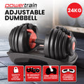 Powertrain 24kg Adjustable Dumbbell Home Gym Exercise Weights Free Workout Red