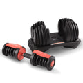 Powertrain 24kg Adjustable Dumbbell Home Gym Exercise Weights Free Workout Red