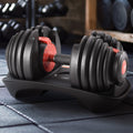Powertrain 24kg Adjustable Dumbbell Home Gym Exercise Weights Free Workout Red