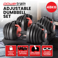 Powertrain 48kg Adjustable Dumbbells 15-in-1 Home Gym Red
