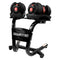 Powertrain 48kg Adjustable Dumbbells Set with Stand, Quick Dial Free Weights for Home Gym Strength Training - Red