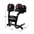 Powertrain 48kg Adjustable Dumbbells Set with Stand, Quick Dial Free Weights for Home Gym Strength Training - Red