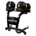 Powertrain 48kg Adjustable Dumbbells Set with Stand, Quick Dial Free Weights for Home Gym Strength Training - Gold
