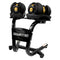 Powertrain 48kg Adjustable Dumbbells Set with Stand, Quick Dial Free Weights for Home Gym Strength Training - Gold