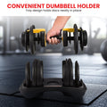 Powertrain 48kg Adjustable Dumbbells Set with Stand, Quick Dial Free Weights for Home Gym Strength Training - Gold