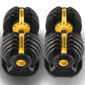 Powertrain 48kg Adjustable Dumbbells Set with Stand, Quick Dial Free Weights for Home Gym Strength Training - Gold