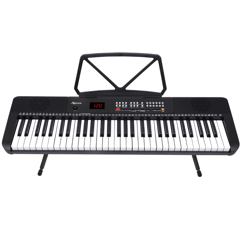Karrera 61-Key Electronic Piano Keyboard LED Stand Black