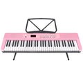 Karrera Pink 61-Key Electronic Digital Piano Keyboard with LED Screen Adjustable Folding Stand & Music Holder