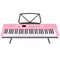Karrera Pink 61-Key Electronic Digital Piano Keyboard with LED Screen Adjustable Folding Stand & Music Holder