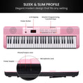 Karrera Pink 61-Key Electronic Digital Piano Keyboard with LED Screen Adjustable Folding Stand & Music Holder