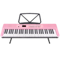 Karrera 61 Key Electronic Piano Keyboard LED Pink Stand