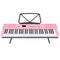 Karrera 61 Key Electronic Piano Keyboard LED Pink Stand