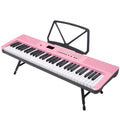 Karrera 61 Key Electronic Piano Keyboard LED Pink Stand