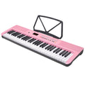 Karrera 61 Key Electronic Piano Keyboard LED Pink Stand