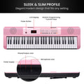 Karrera 61 Key Electronic Piano Keyboard LED Pink Stand
