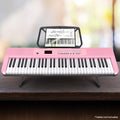 Karrera 61 Key Electronic Piano Keyboard LED Pink Stand