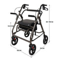 Orthonica Foldable 4-Wheel Rollator Walker with Padded Seat & Storage, Height Adjustable Steel Frame - Grey
