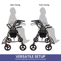 Orthonica Foldable 4-Wheel Rollator Walker with Padded Seat & Storage, Height Adjustable Steel Frame - Grey