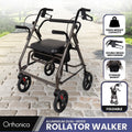 Orthonica Rollator Walker Foldable Steel Frame Grey Lightweight