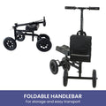 Orthonica Foldable Steel Knee Scooter Mobility Walker with 10-Inch Wheels Height Adjustable Storage Bag 136kg