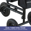 Orthonica Foldable Steel Knee Scooter Mobility Walker with 10-Inch Wheels Height Adjustable Storage Bag 136kg