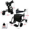 Orthonica 2-in-1 Rollator Wheelchair Aluminium Foldable Black