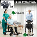 Orthonica 2-in-1 Rollator Wheelchair Aluminium Foldable Black