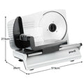 Pronti White Electric Food Slicer 200W with Adjustable Thickness 1 to 15mm Serrated and Fine Edge Stainless Steel Blades