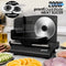 Pronti Black Electric Food Slicer 200W with Adjustable Thickness 1 to 15mm Serrated and Fine Edge Stainless Steel Blades