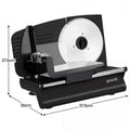 Pronti Black Electric Food Slicer 200W with Adjustable Thickness 1 to 15mm Serrated and Fine Edge Stainless Steel Blades