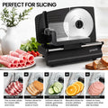 Pronti Black Electric Food Slicer 200W with Adjustable Thickness 1 to 15mm Serrated and Fine Edge Stainless Steel Blades