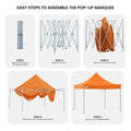 Wallaroo 3x3m Pop Up Gazebo Marquee Tent Orange Outdoor Folding Canopy with 5 Walls Sandbags Carry Bag Market Camping