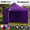 Wallaroo 3x3m Pop Up Gazebo Tent Purple Outdoor Marquee