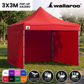 Wallaroo Gazebo 3x3m Pop Up Tent Marquee Red Outdoor